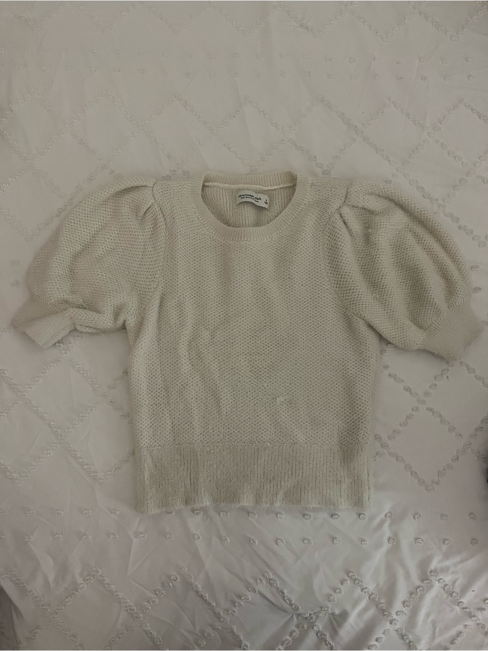 Puff Sleeve Knit Top in Cream